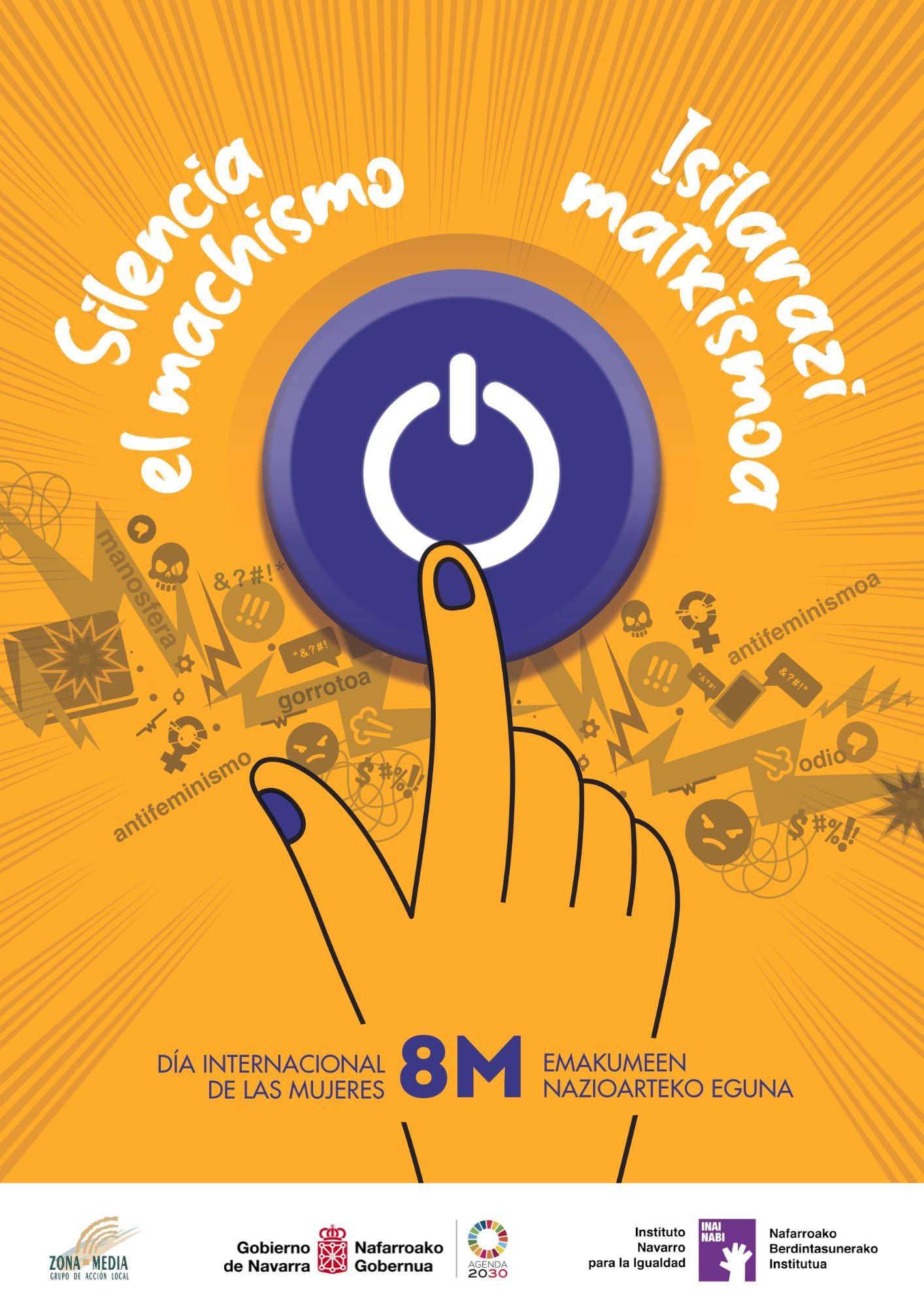 Cartel de la campaña del 8M 2024 en la Zona Media de Navarra