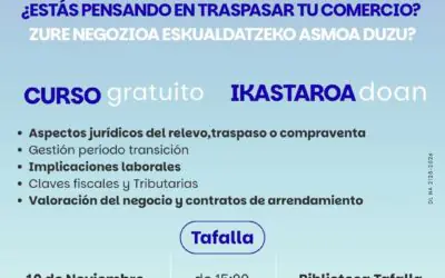 Sesión gratuita sobre traspasos de comercios el 10 de noviembre en Tafalla